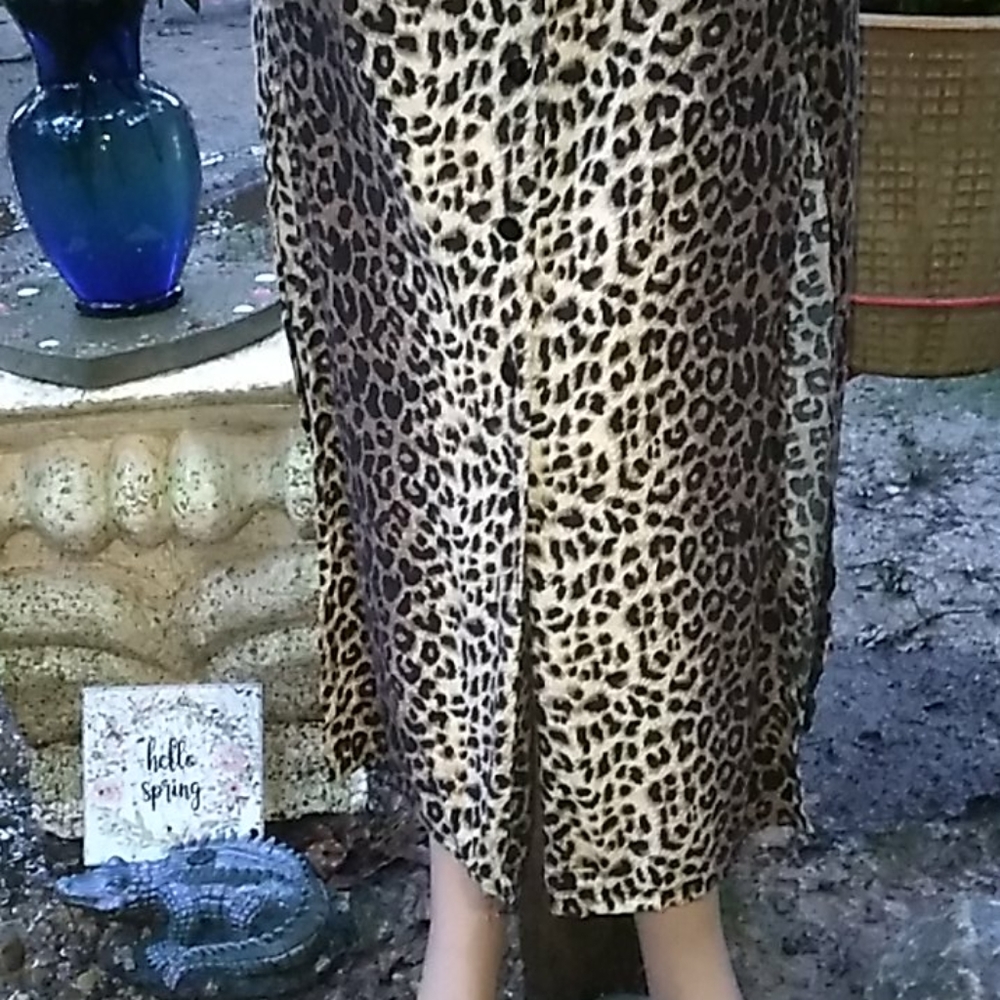 Eus "Carolina Colours"Button Down Leopard Print Dr - image 3